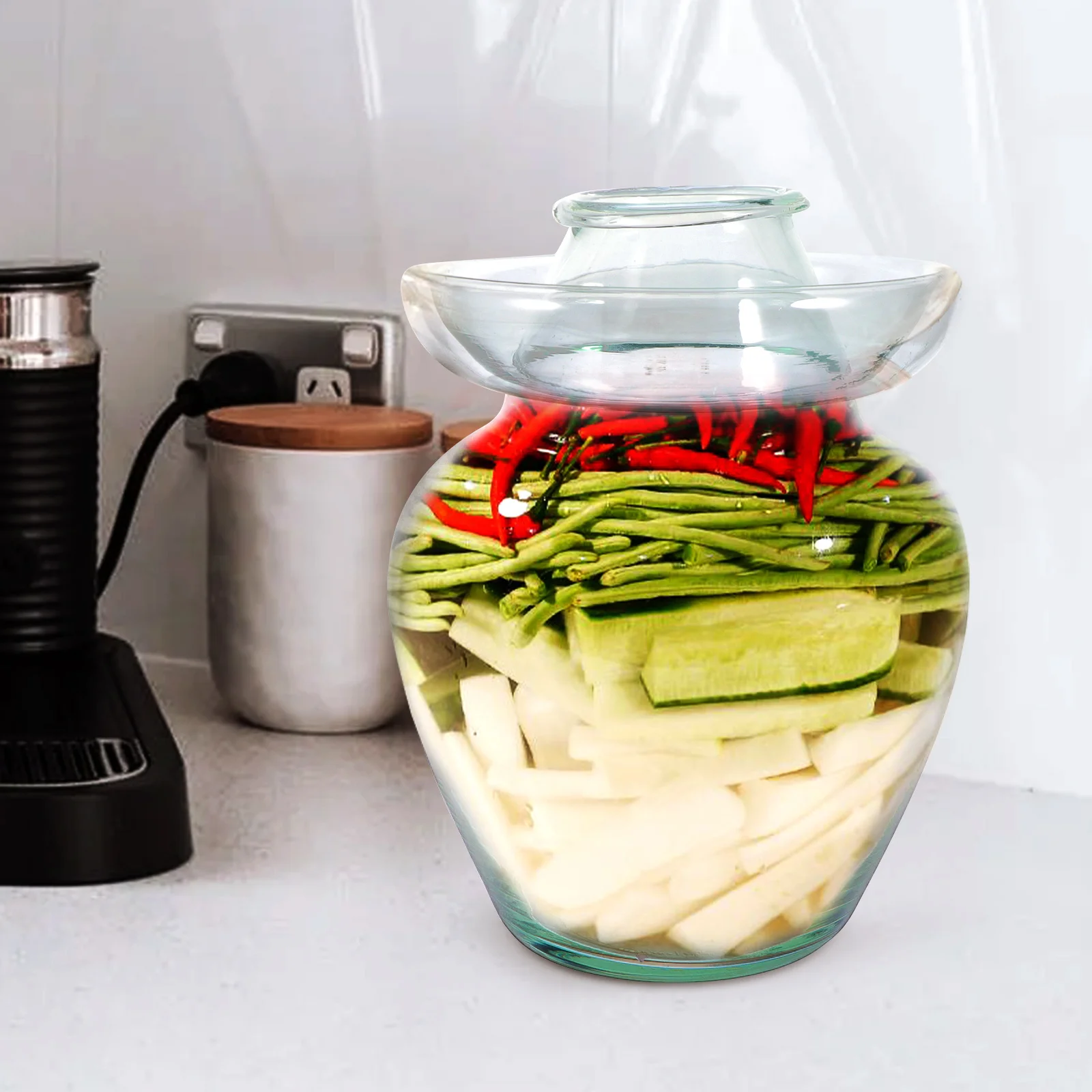 

Glass Pickle Jar Storage Transparent Commercial Food Chinese Large Capacity Airtight Sealed Can with Lid