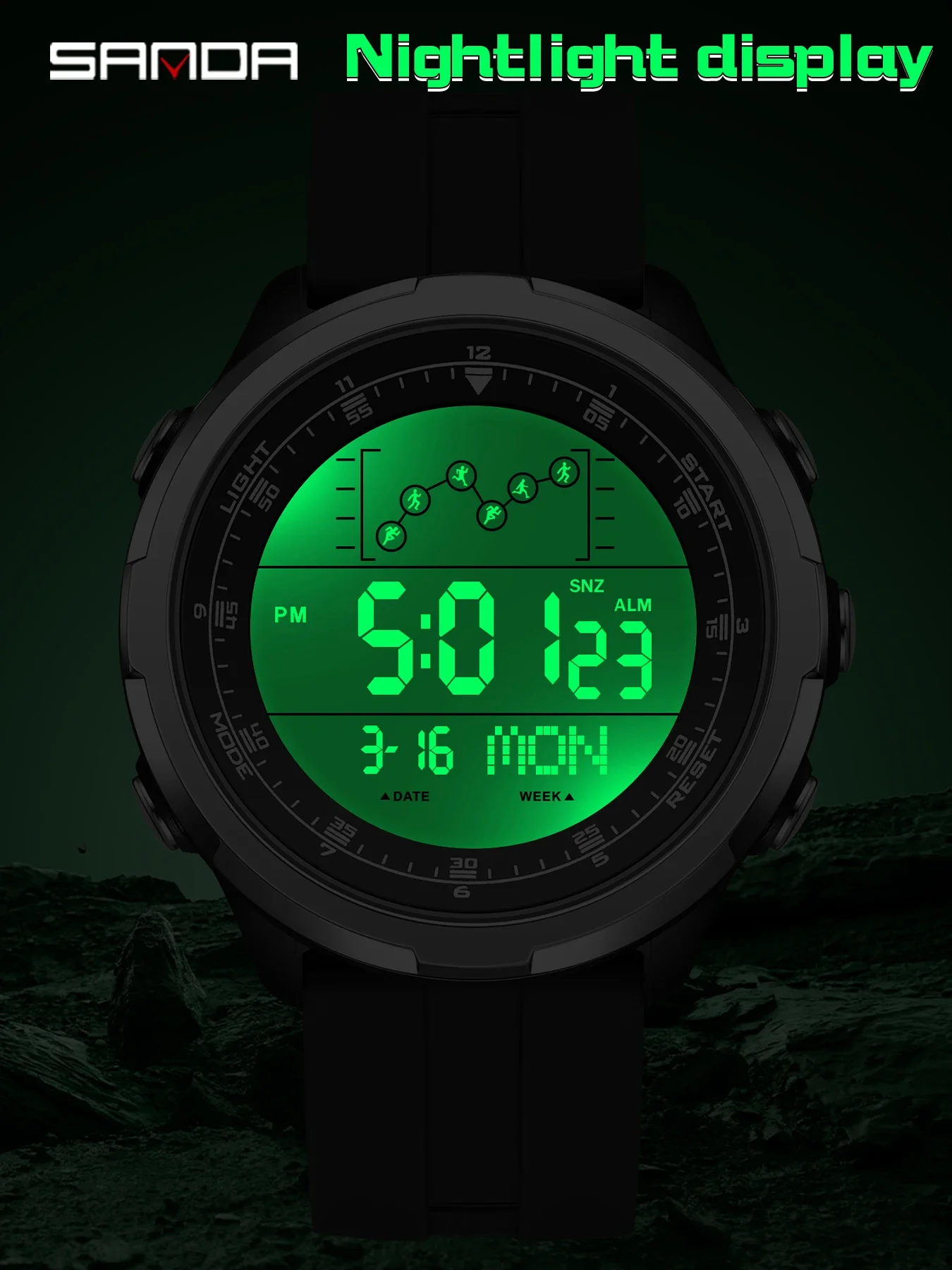 SANDA Men's Waterproof LED Digital Chronograph Sport Watch