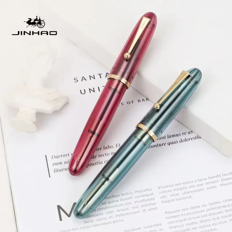 Luxury JinHao 9019 Dadao Fountain Pen Acrylic Transparent Spin Pen 40MM Nib Stationery Office School Supplies Writing Pens 3