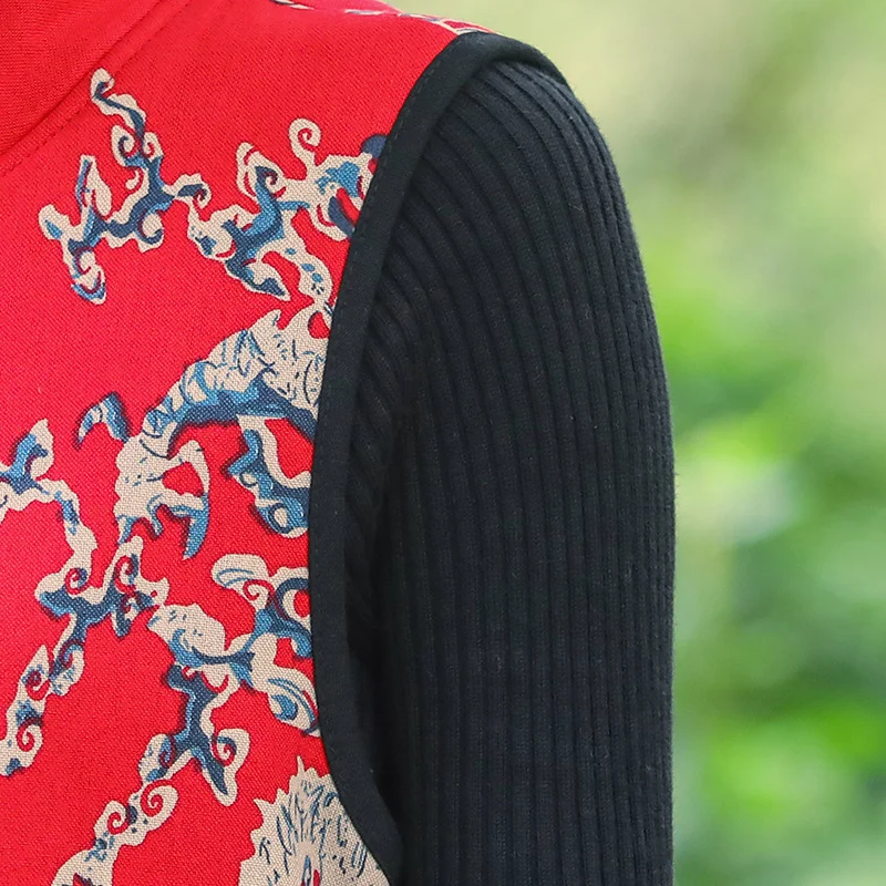 Ethnic Style Sleeveless Jacket Women Vintage Casual Chinese Vest Autumn Winter Thicken Female Loose Mid-length Waistcoat women cheongsam waistcoat