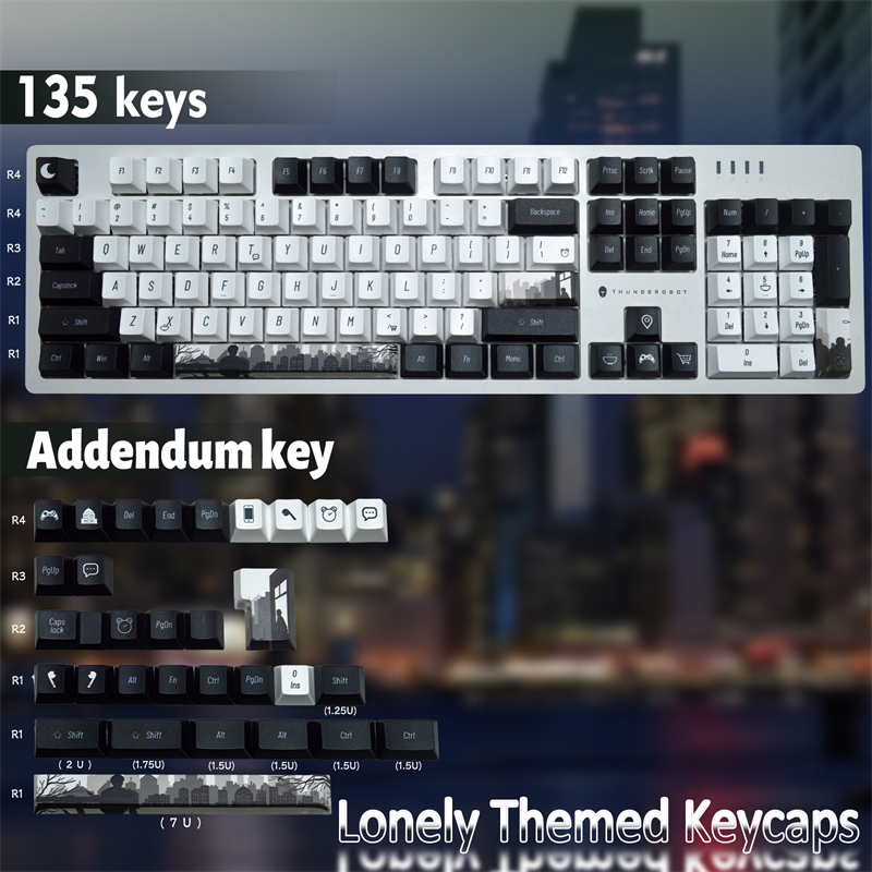 135 keycaps cover for Keyboard key PBT Key Cap for OEM/cherry Profile Mechanical Keyboard Kit Keycaps