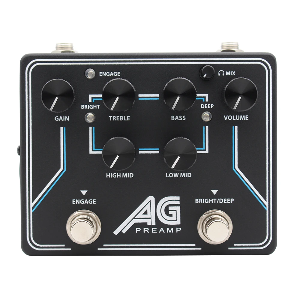 NEW Bass AG Preamp Bass Effect Pedal With DI 4-Band EQ Headphone Out AUX In fast response a wide tone Clone Aguilar AG Preamp 