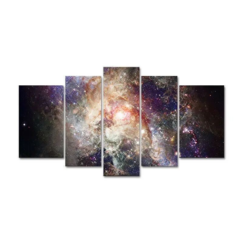 

No Framed Canvas 5 Pieces Outer Space Universe Galaxy Star Wall Art Posters Pictures for Living Room Office Home Decor Paintings