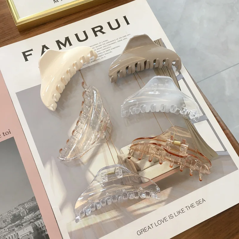 2022 New Claw Clip for Women Tough Colorful Plastic Hair Claw Large Size Hair Clamps Claw Clip Crab Chic Hair Accessories Gift