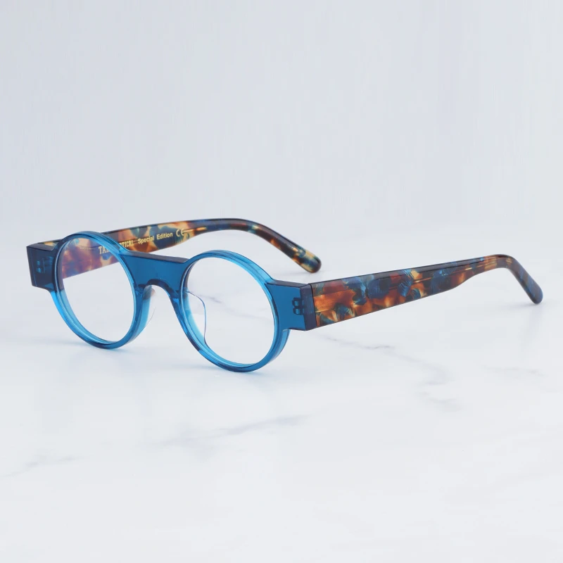 Designer Hand Craft Klassieke Vintage Ronde Bril Frame Voor Mannen Blauw  Schildpad Patchwork Type Thicken Acetaat Bijziendheid Brillen| | -  AliExpress