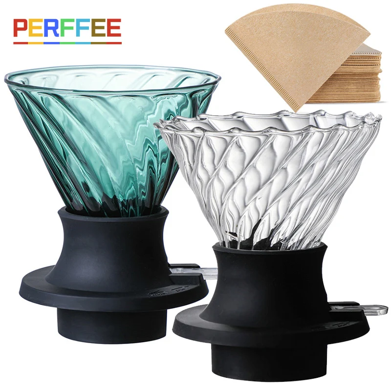 Immersion Dripper Switch Glass V60 Pour Over Coffee Maker V Shape Drip