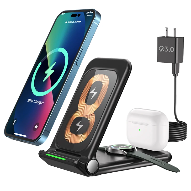 

3 in 1 Fast Wireless Charger 15w charging station for iPhone apple watch Air pods