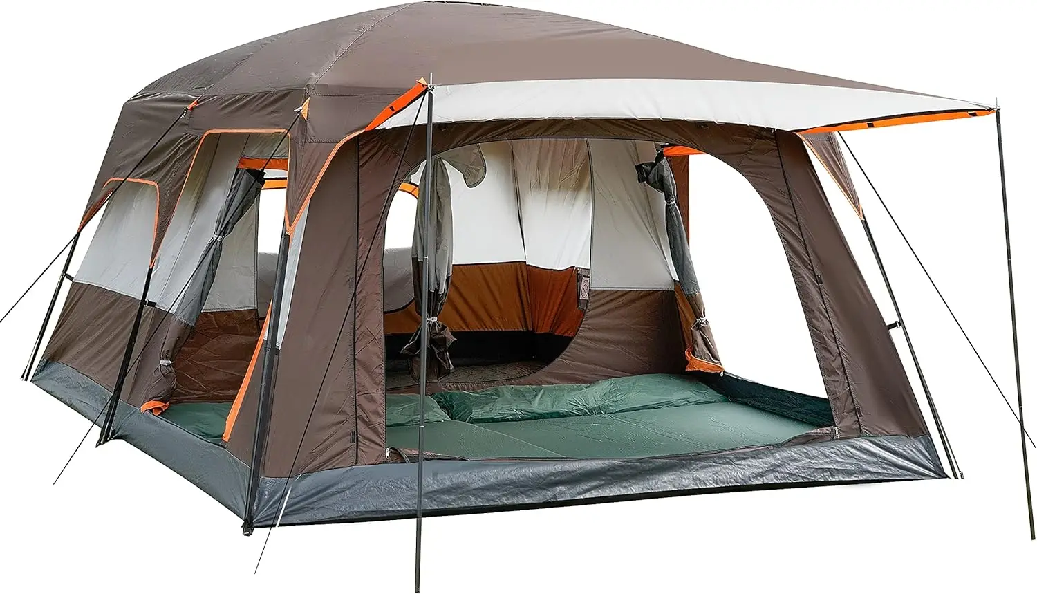 

KTT Extra Large Tent 12 Person(Style-B),Family Cabin Tents,2 Rooms,Straight Wall,3 Doors and 3 Windows with Mesh,Waterproof