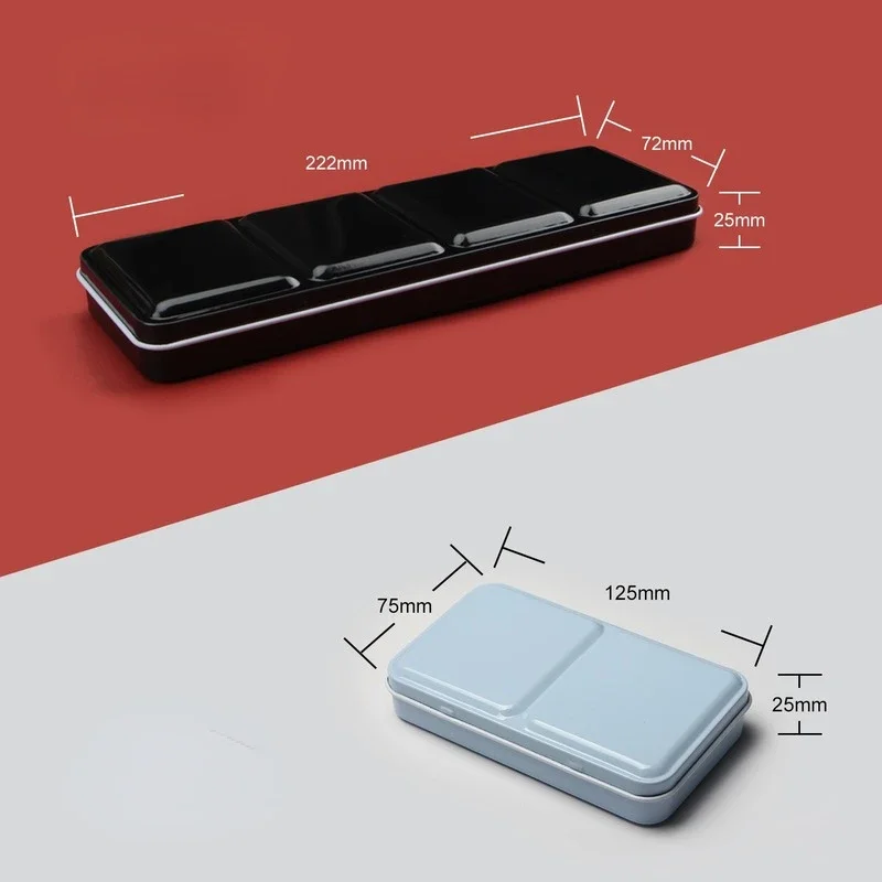 Solid Watercolor Paint Box DIY Sub-packaging Iron Box Three-fold Portable Color Tray with Card Slot Multi-color Optional