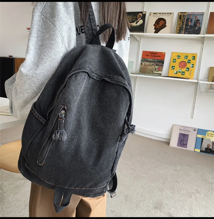 Female Shoulder Bag Denim Women Backpack Travel Bagpack Large Capacity Bookbag  College Student School Bags For Teenager Girls stylish backpacks for women