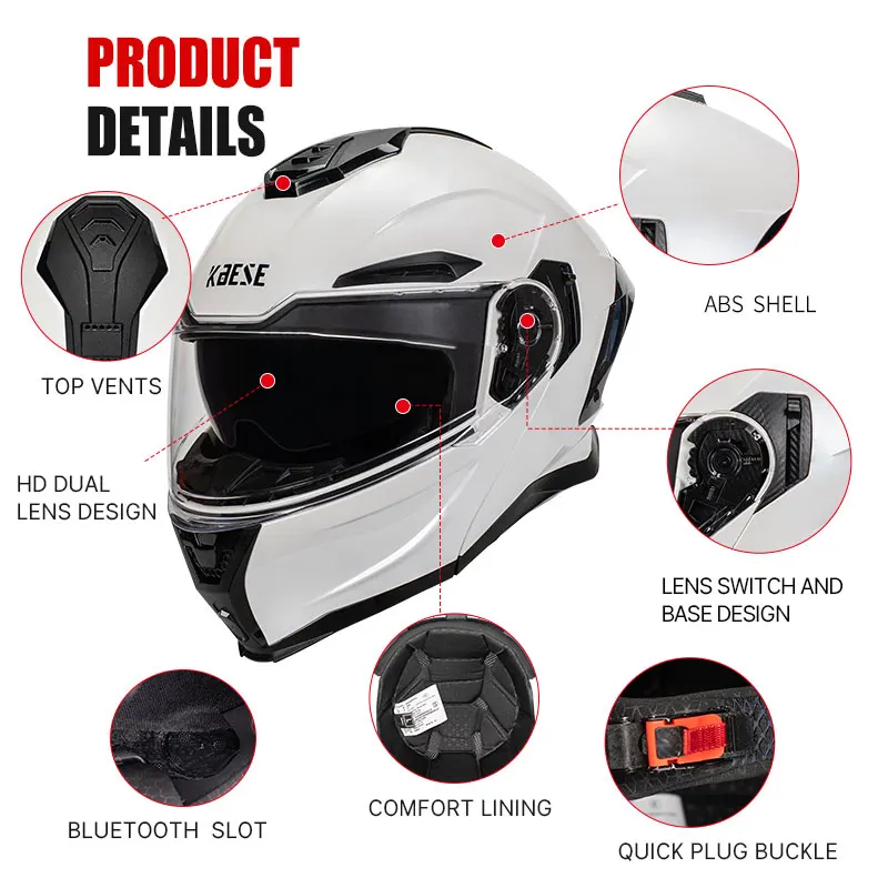 Casque Moto Modulaire Bluetooth Avec Intercom - Double