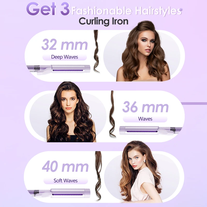 NOVUS 40mm Electric Professional Ceramic Hair Curler with Negative Ions Curling Iron Roller Curls Wand Waver Hair Styling Tools