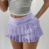 Cute Ruffle Bloomer Skirts Women's Summer Lace Floral Skirt High Rise Tiered Ruffled Flowy Short Mini A Line Skirt - Image 5