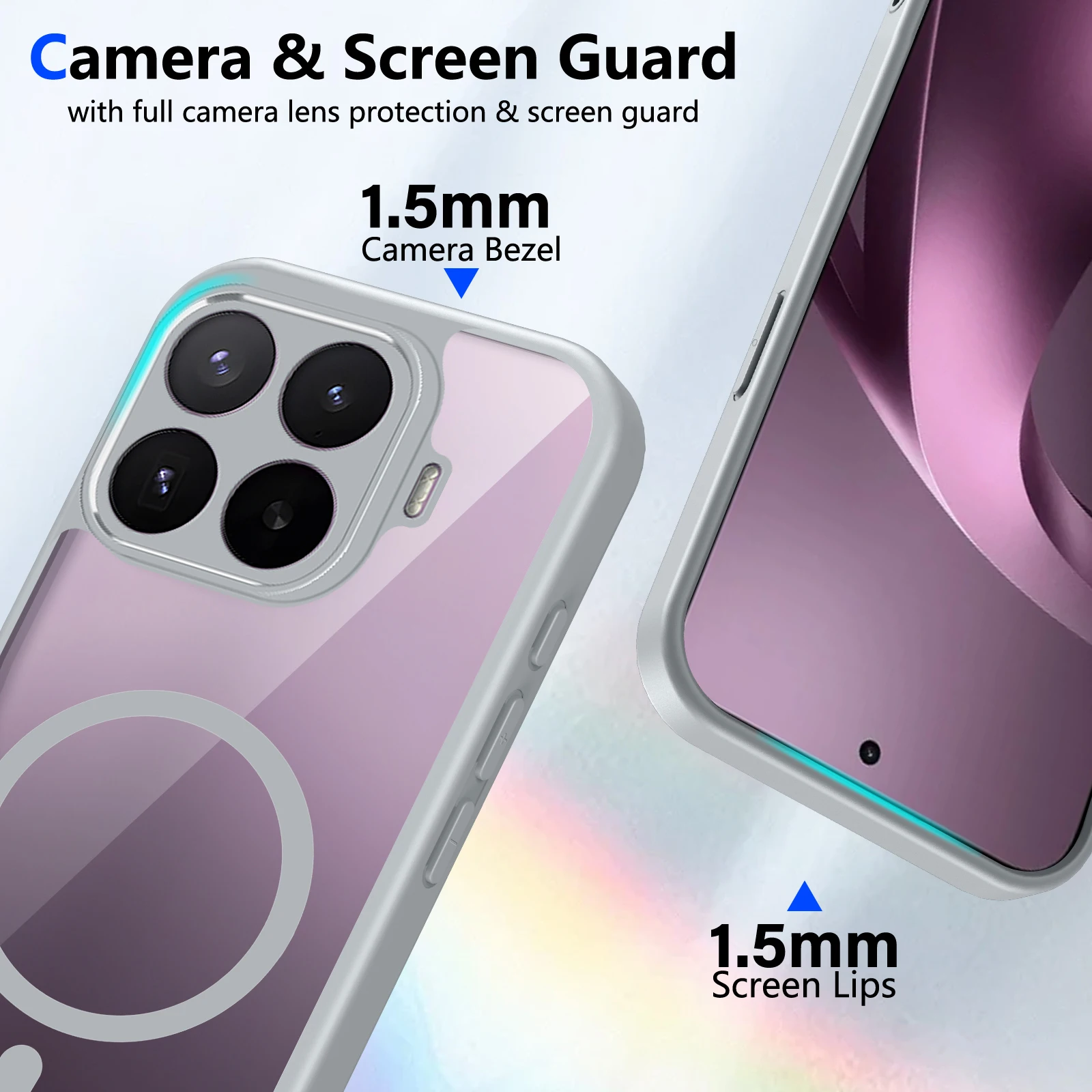 Luxury Transparent PC TPU Phone Case with Strong Magnetic Shockproof Protection