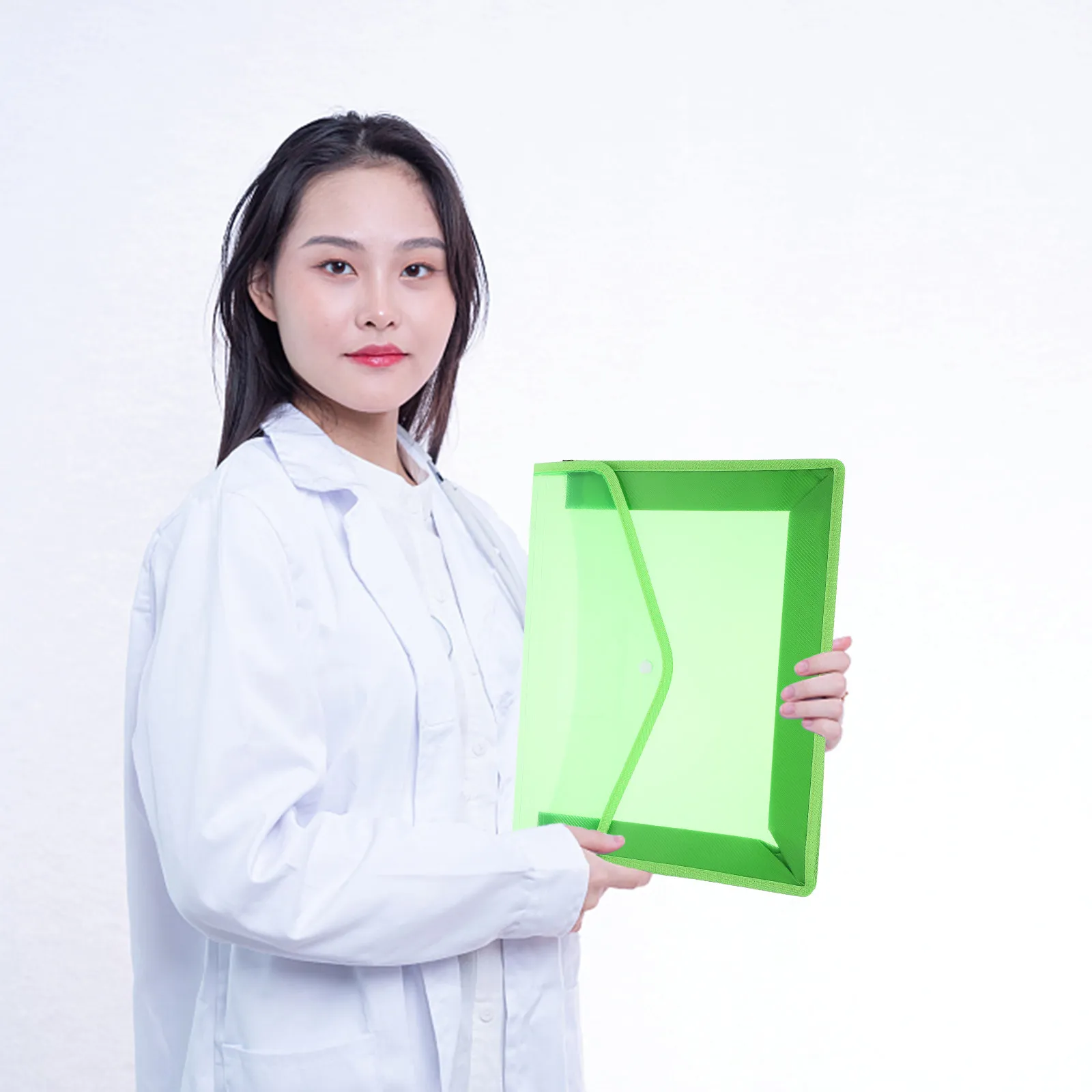 5Pcs A4 투명 플라스틱 문서 폴더 봉투 스타일 사무실 학교 보관 조직용 스냅 버튼 포함 방수