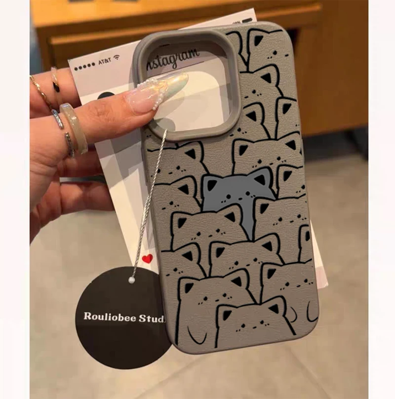 Black Cat PU Leather Silicone Phone Case