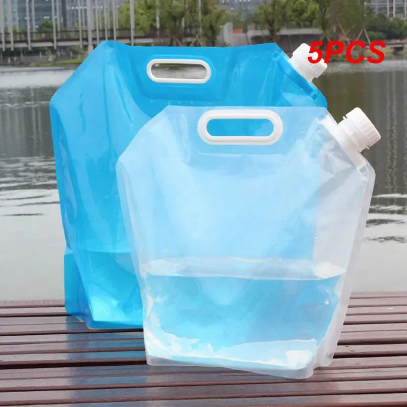 

5PCS Folding 5L Drinking Water Bag Outdoor Camping Hiking Survival Cooking Water Container Bag Car Water Storage Bag Water Tank