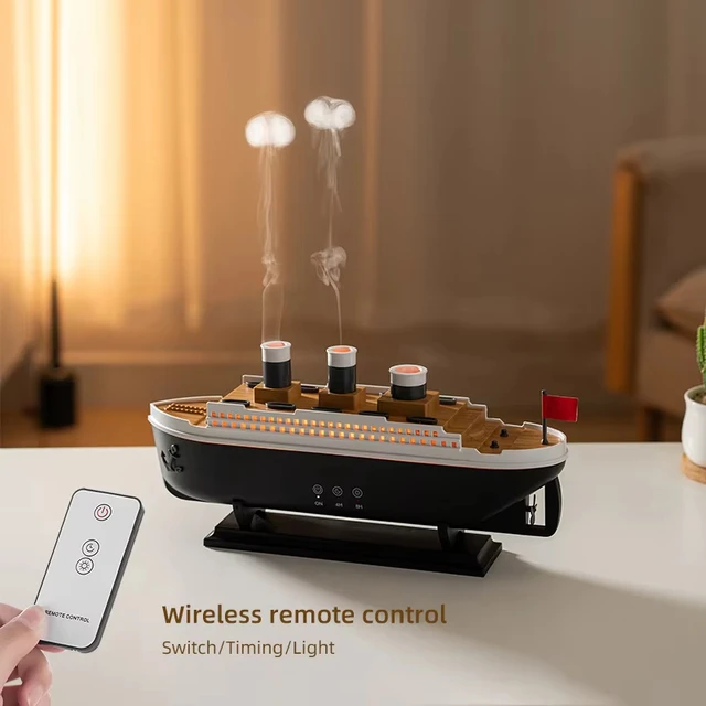 2025 Titanic Ship Model Decoration Air Humidifier 250ml Essential Oil Diffuser Jellyfish Smoke Ring Spray Aroma Diffuser For Ho 5
