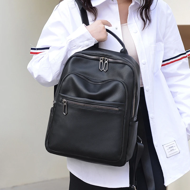 

2023 New Girls Backpack Women Waterproof BackPack Leisure Multpocket Travel PU Leather Nylon Female SchoolBags Book Mochilas
