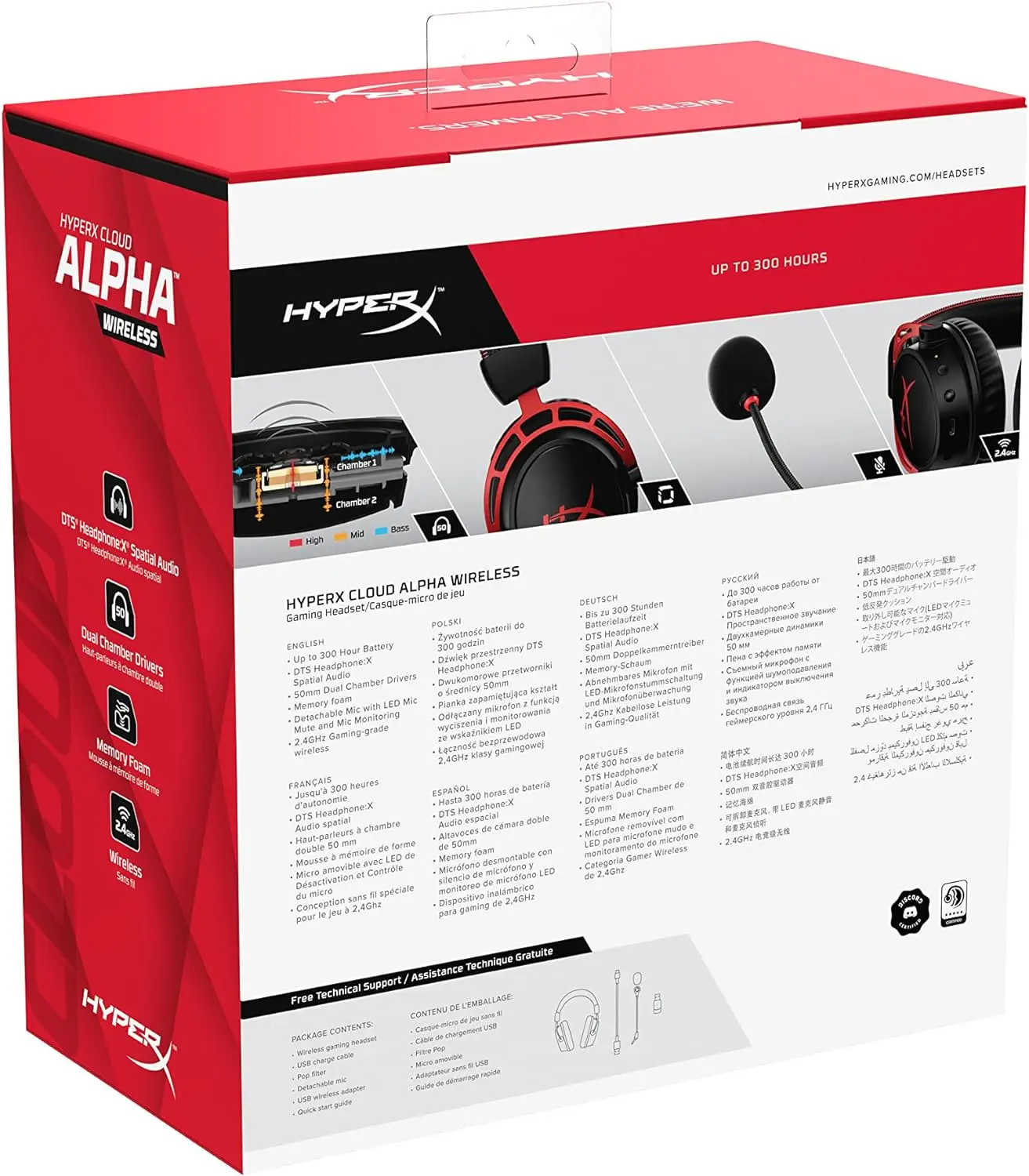  HyperX Cloud Alpha Wireless - Gaming Headset for PC, 300-hour  battery life, DTS Headphone:X Spatial Audio, Memory foam, Dual Chamber  Drivers, Noise-canceling mic, Durable aluminum frame,Red : Video Games