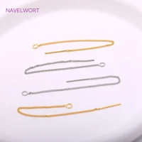 85mm Long Earwire 18K Gold Plating Brass Thin Chain Ear Thread with Open Jump Ring,Women Drop Dangle Earrings Findings Wholesale 1