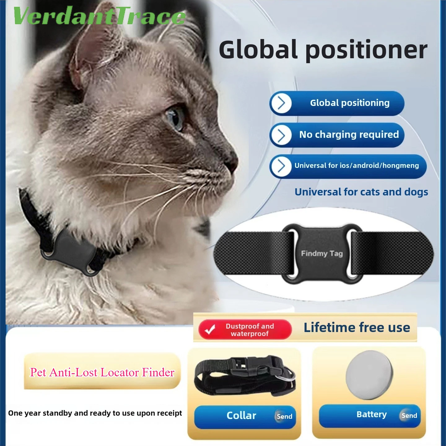Pet Anti-Loss Tracker Smart Locator Real-Time GPS Tracking No Distance Limit for iOS Android smart tracker