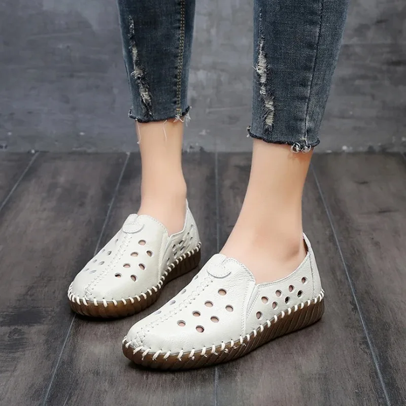 Genuine Leather Women's Ballet Flats Leisure Sneakers Women Luxury Brand Slip-on Loafers Female Soft Moccasins Zapatos De Mujer