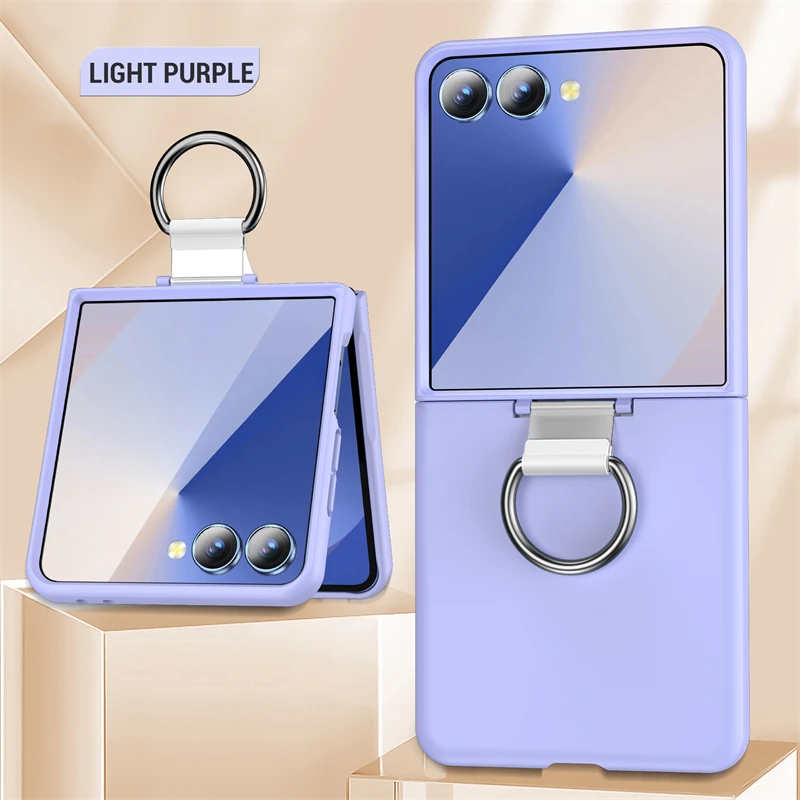 Luxury Matte Grip Ring Case with Finger Buckle - Solid Color Shockproof PC Cover