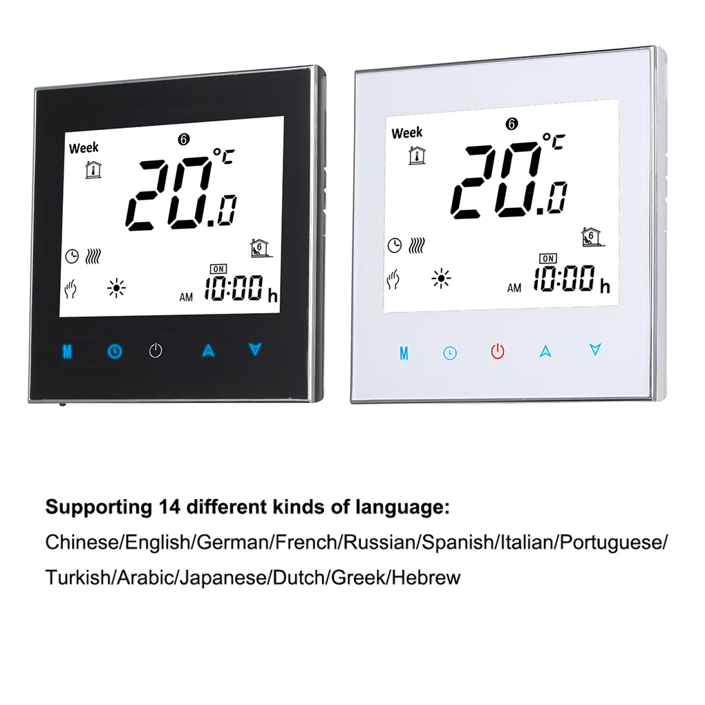 

LCD Display Smart Thermostat Room Heater Temperature Controller Electric Heating Interface White