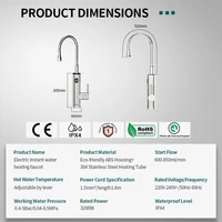 Briwellna-Robinet chauffe-eau instantané 2 en 1, en acier inoxydable, sans réservoir, avec bec universel, 220V 6