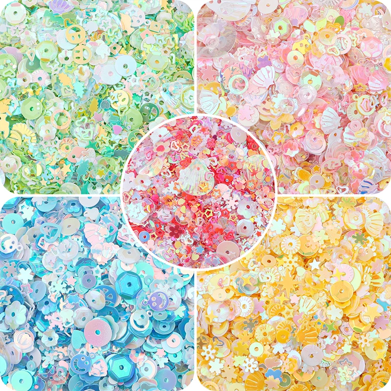 20 gr/paket 3-10mm Mixed Stil Blingbling Glitter Pailletten Herz Stern Blume Pailletten Für Kleidung Machen DIY Nähen decor Zubehör – Detail 5