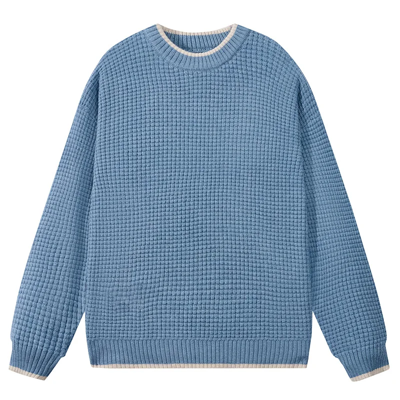 Men's Autumn Winter Solid Round Neck Pullover Lantern Long Sleeve Sweater Knitted Casual Sports Hoodies Fashion Vintage Tops