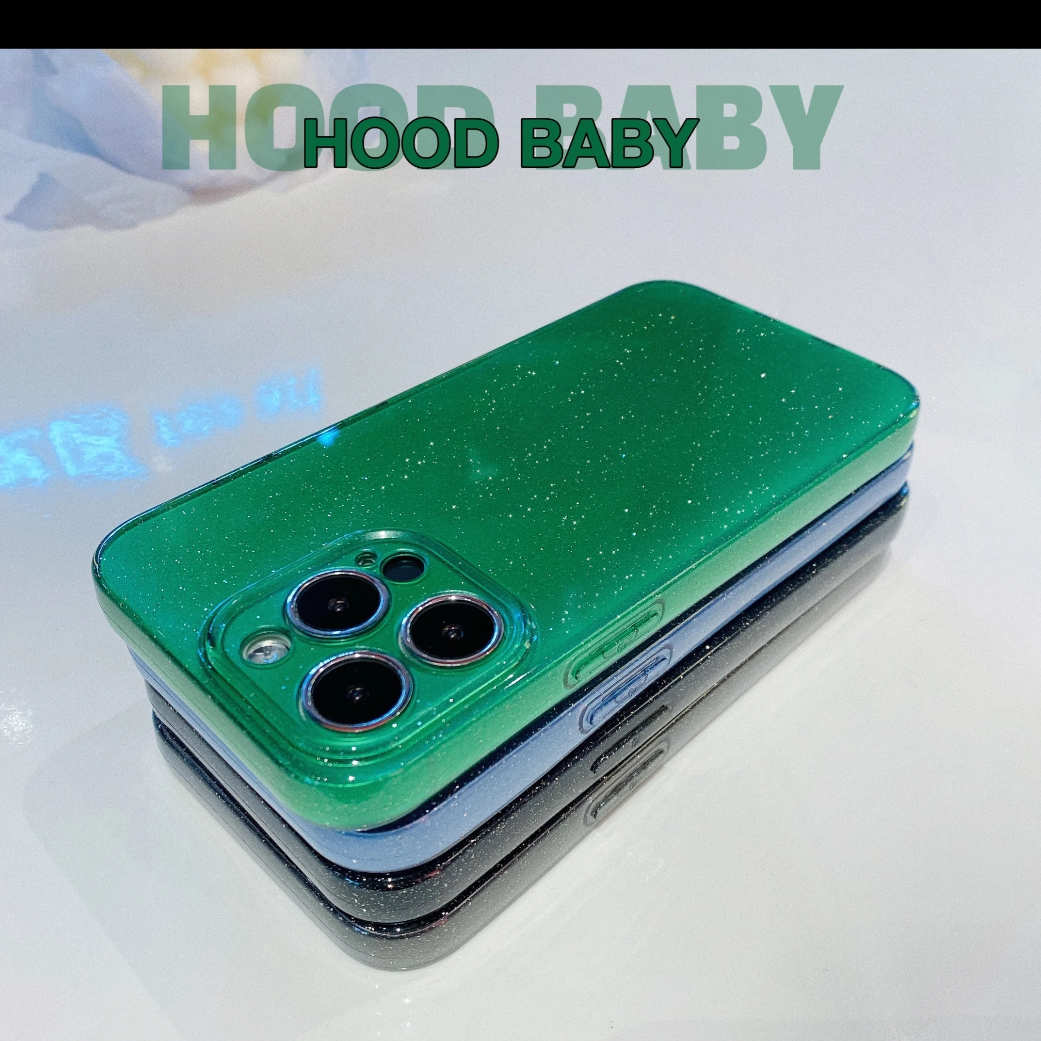 Bling Glitter Neon Color Shockproof Silicone Phone Case with Fluorescent Design