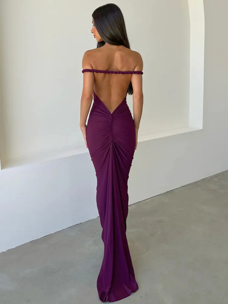 

Mozision Elegant Backless Sexy Maxi Dress For Women Strapless Sleeveless Evening Dresses Femme Fashion Club Party Long Dress