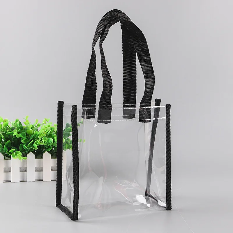 Bolsa de mano transparente de Pvc de gran capacidad, bolsa de plástico  cosida para coche, cosméticos, compras, bolsa de gelatina, bolsa de regalo  - AliExpress