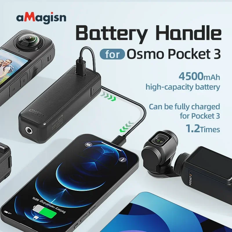 aMagisn 4500mAh Battery Handle for DJI Osmo Pocket Camera