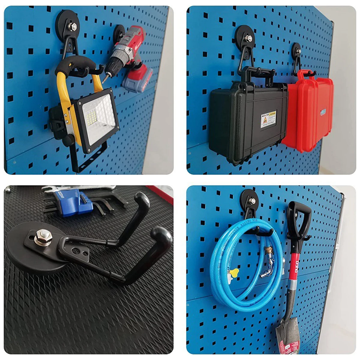 2Pcs Garage Magnetic Hooks Heavy Duty Magnetic Hangers with Anti-Slide Coating Strong Magnets Metal Hooks Utility Magnetic 5