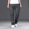 Summer Thin Men's Casual Straight Jeans Classic High Waist Ice Silk Drape Business Loose Denim Pants Black Blue Brand Trousers 5