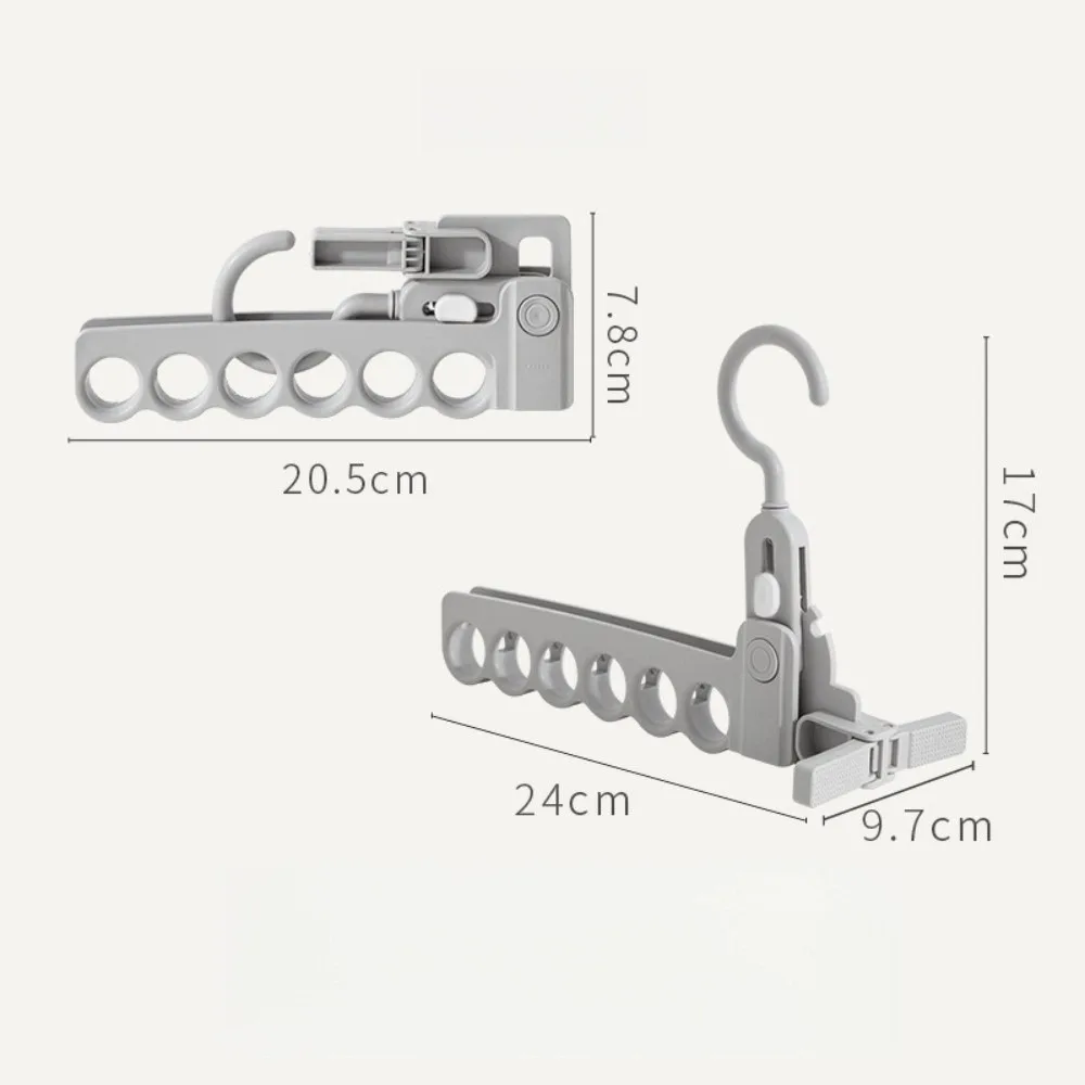 6 Hole Clothes Hanger Foldable Space Saving Clothing Organizer Plastic Lightweight Jacket Drying Rack for Outdoor Travel