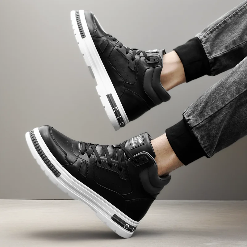 6cm 8cm height increasing shoes genuine Leather mens elevator shoes for man sports sneakers elevate taller lift shoes Luxury 3