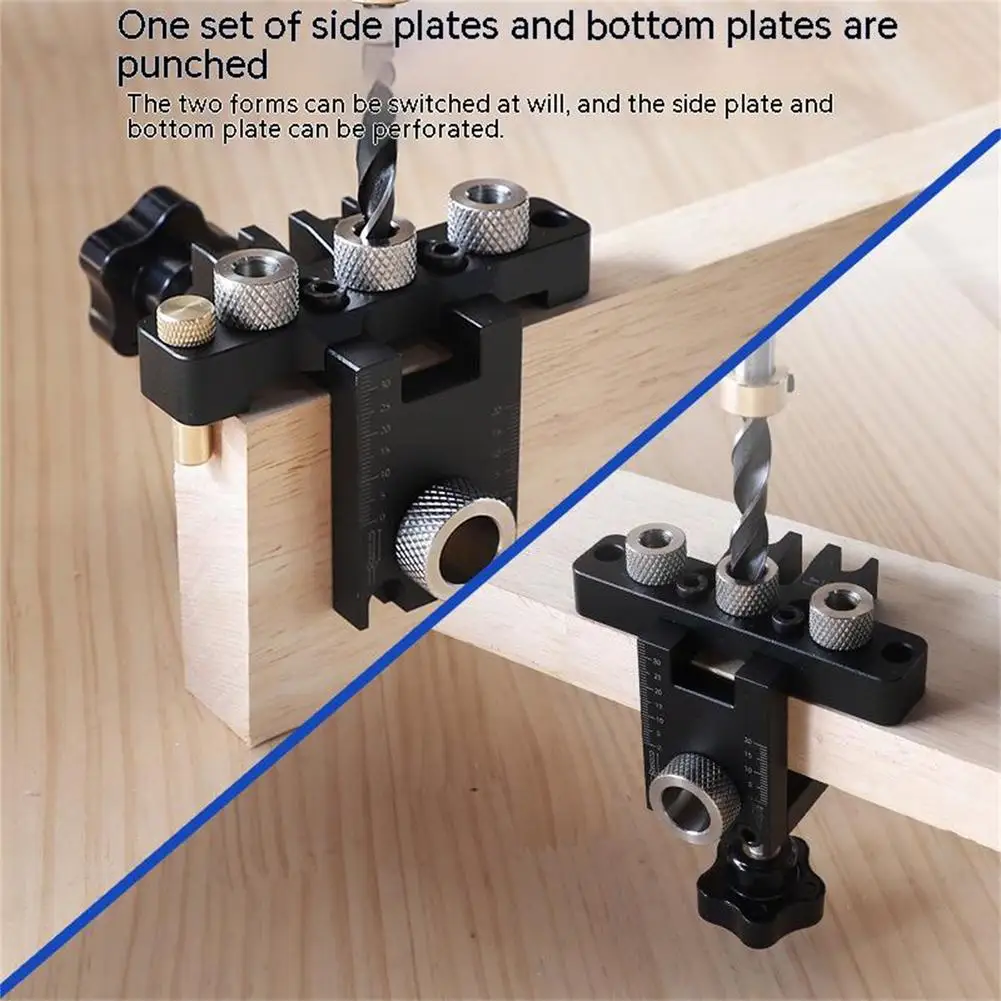 

YOUZI 3 In 1 Adjustable Doweling Jig Woodworking Pocket 8mm 10mm Bushes Drilling Guide Locator Puncher Tools