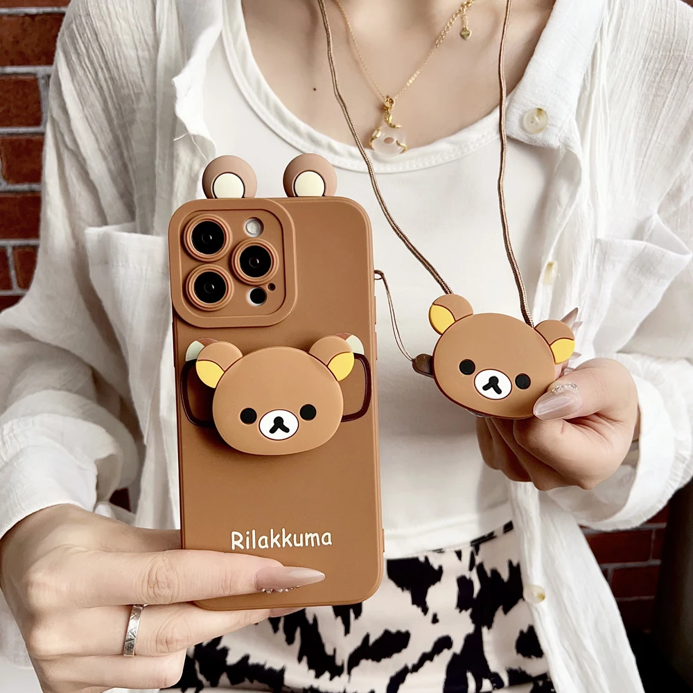 Rilakkuma Ear Glasses Case with Holder Rope