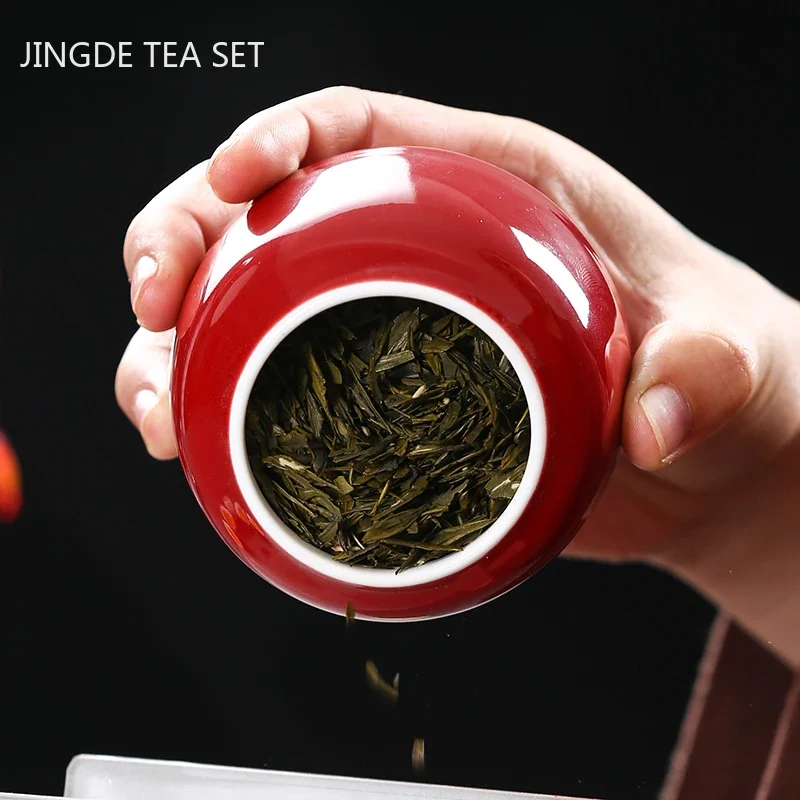 Boutique Ceramic Tea Caddy Airtight Jar Home with Lid Coffee Moisture-proof Cans Kitchen Nut Grain Spice Storage Container