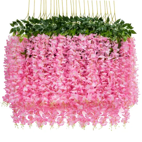 Pack 3.6 Feet Artificial Fake Wisteria Vine Ratta Hanging Garland Silk Flowers String Home Party Wedding Decor