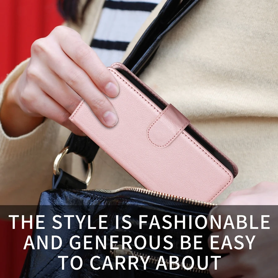 Leather Wallet Case with Card Slot, Photo Frame & Magnetic Flip Kickstand