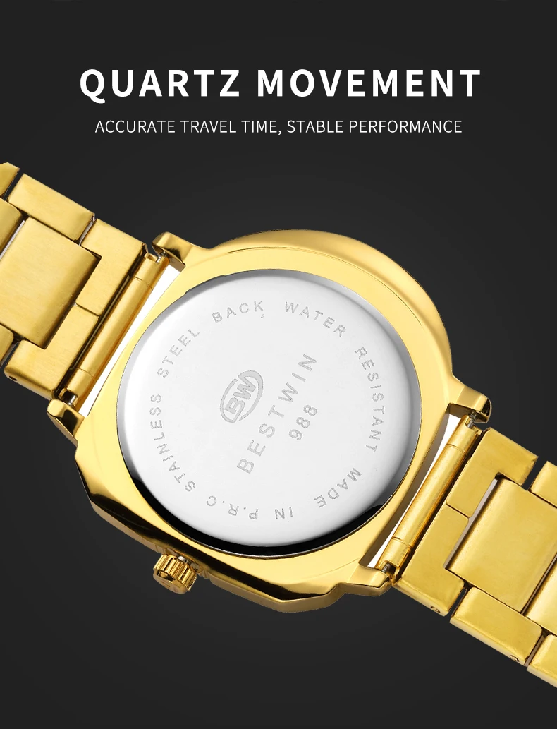 Creative Large Dial Personality Watches for Men BESTWIN Gold U-Shape Fashion Mens Watch Trend Reloj Hombre Lujo Alta Gama 2024