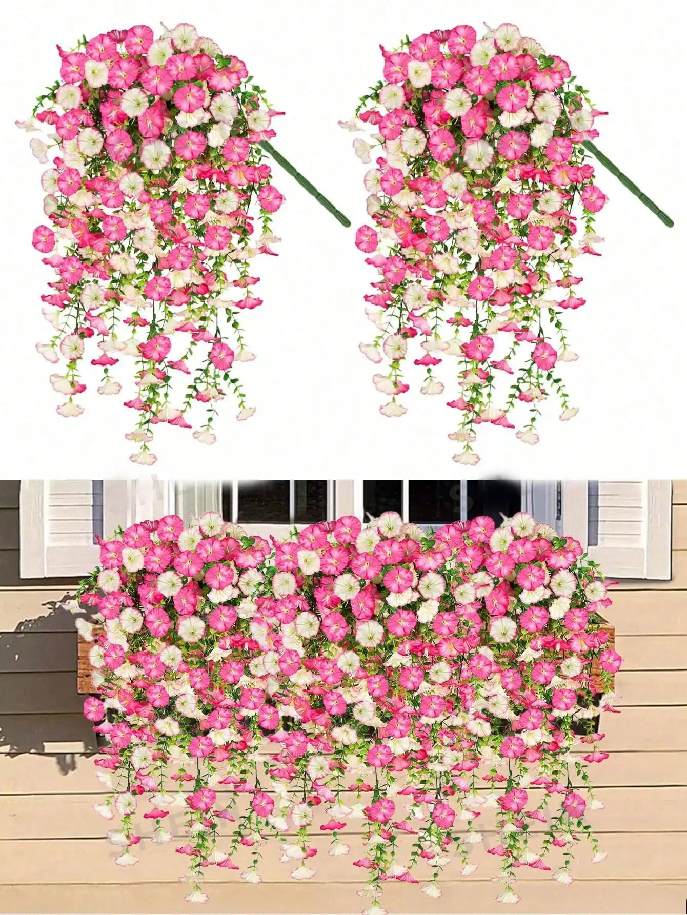 Artificial Morning Glory and Eucalyptus Garland - Detail 15