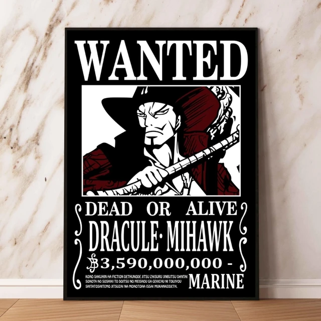 One Piece Anime Wanted Poster  Mihawk One Piece Products - Animation  Derivatives/peripheral Products - Aliexpress