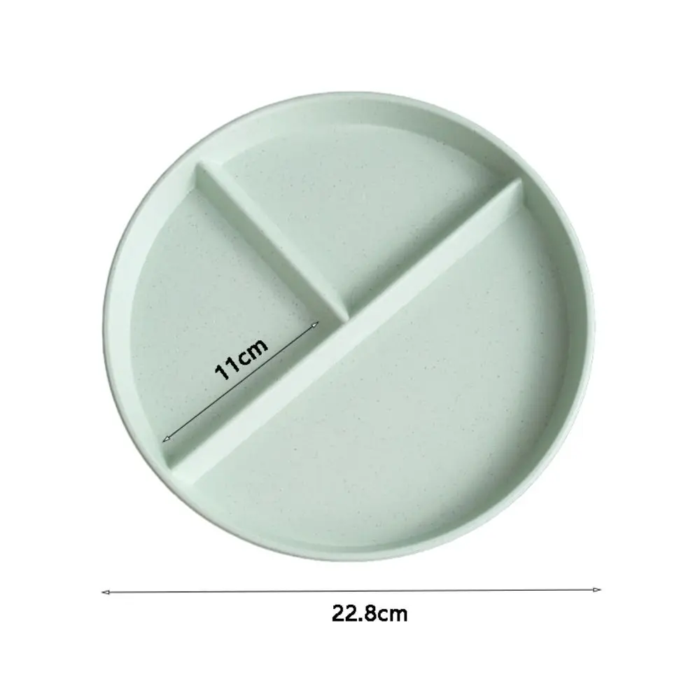 Kitchen Dinnerware Wheat Straw Round Divided Plate 3 Grids Anti-fall Food Tray Reusable Compartment Plate Breakfast