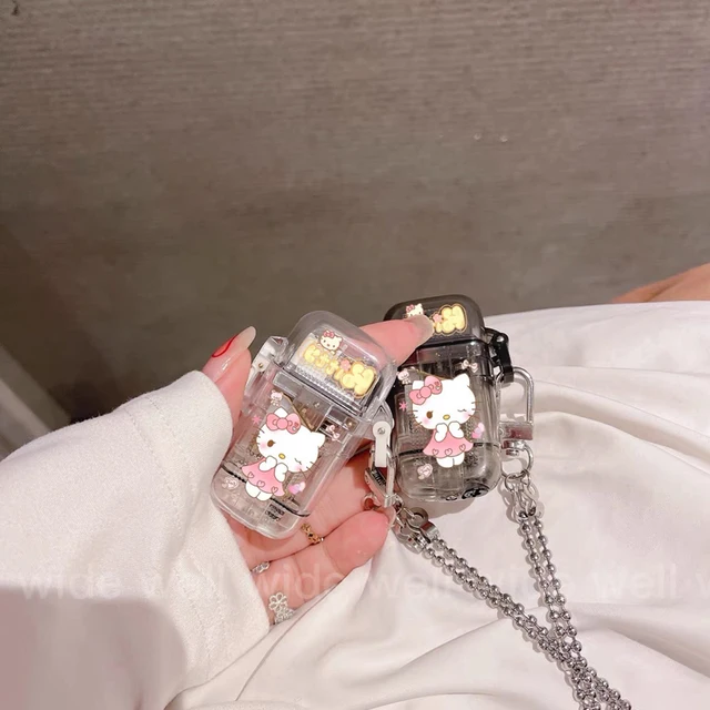 Hello Kitty Sanrioed Lighter Necklace Creative Igniter Kuromi My Melody Anime Cartoon Windproof Red Flame Lighter Fast Delivery 4